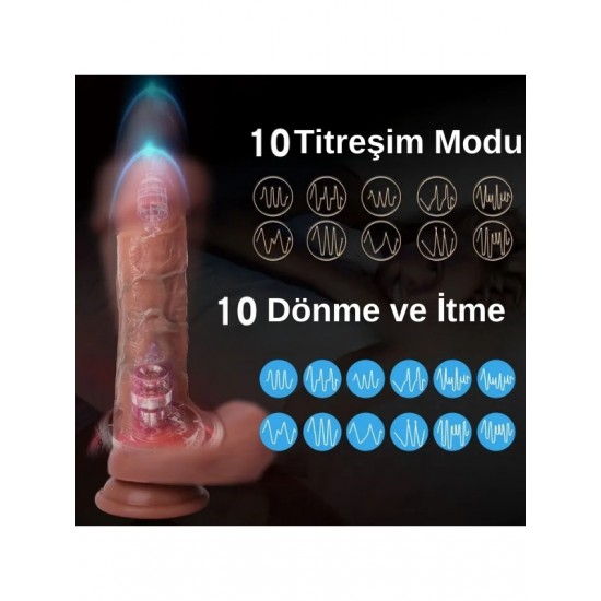 TutkuLoveShop Ultra Realistik Isıtma İleri Geri ve Dönme Fonksiyonlu Gerçekçi Vibratör